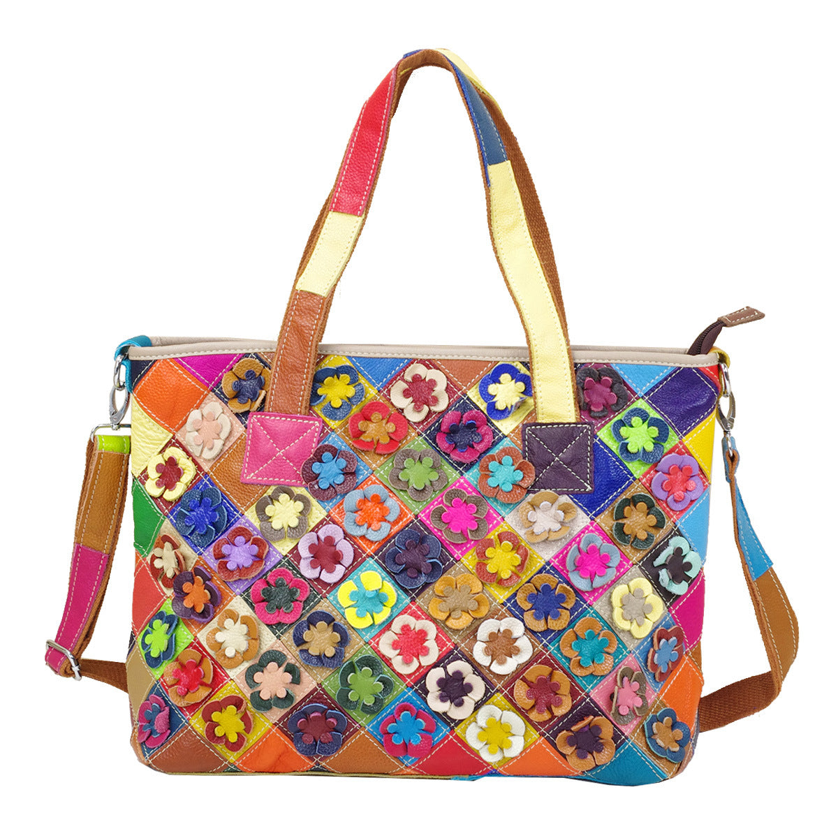 Women's Genuine Leather Fashion Personalized Ethnic Style Color Women's Shoulder Bag