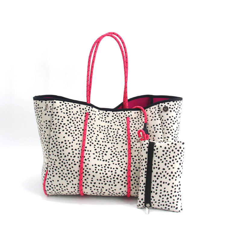 Leopard Print Printed Black Portable Beach Shoulder Bags