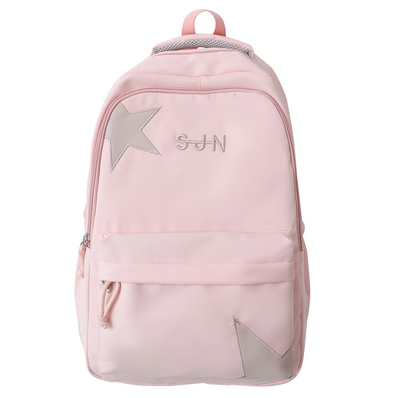 Women's Burden Reduction Big Korean Style Solid Color Middle School Students' Schoolbags
