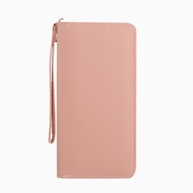 Women's Long Macaron Zipper Lychee Pattern Ladies Wallet