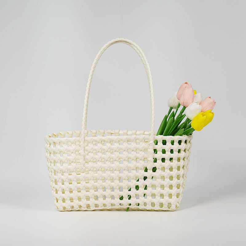Niche Red Plastic Woven Hollow Out Commuter Hand Gift Underarm Women's Handbag