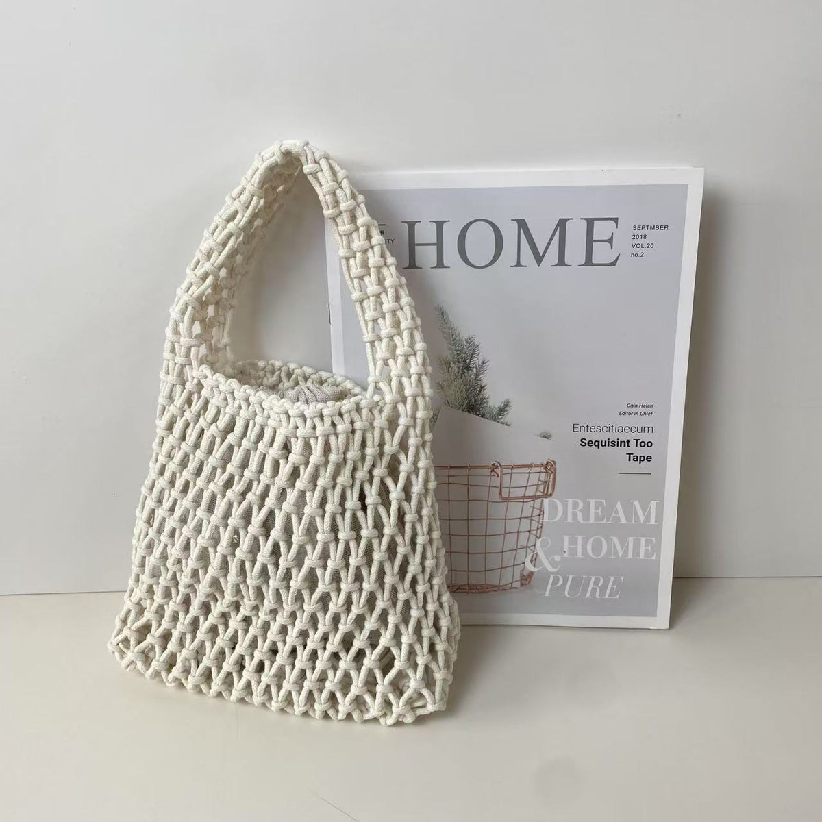 Color Straw Mini Korean Wrist Woven Classic Style Women's Handbag