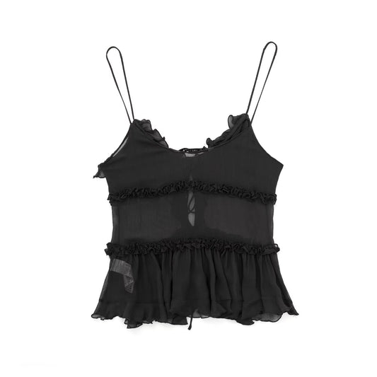 Women's French Sexy Translucent Laminated Decoration Tops
