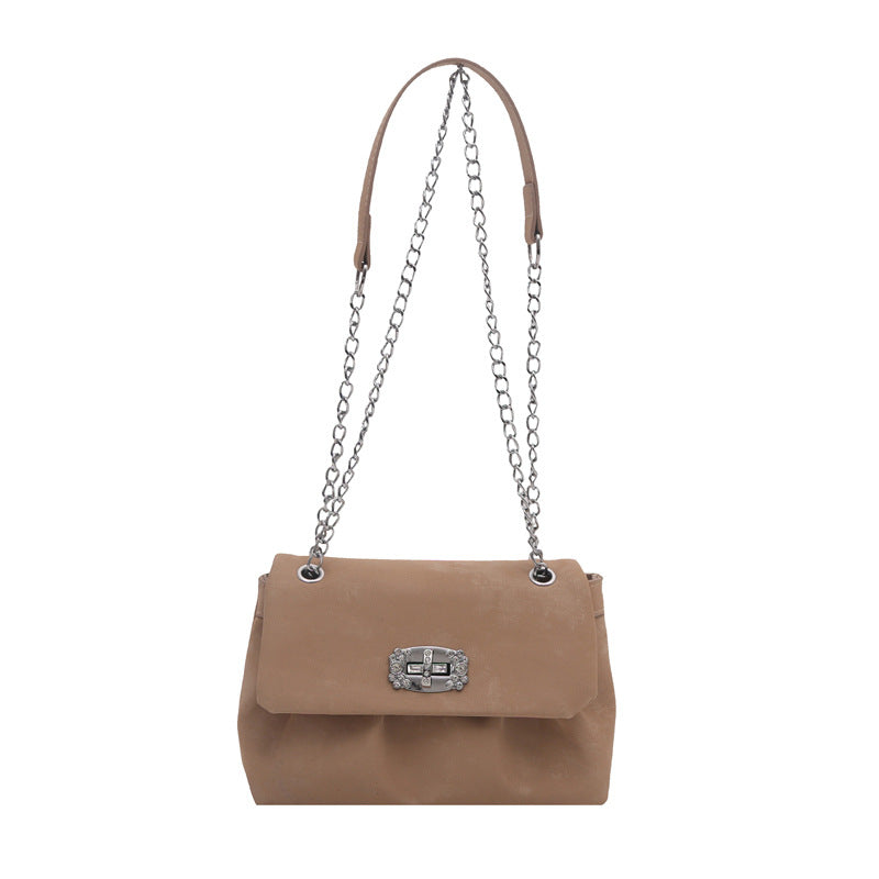 Women's Korean Style Sweet Solid Color Chain Large Women's Shoulder Bag