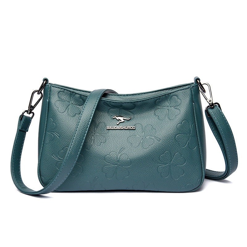 Women's Embossed Classy Mom Simple Portable Grandma Shoulder Bags