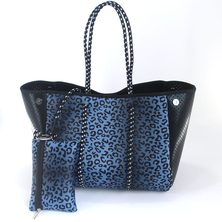 Leopard Print Printed Black Portable Beach Shoulder Bags