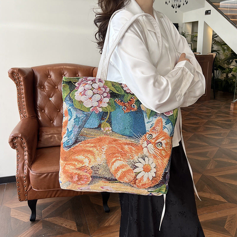 Women's Canvas Ethnic Style Beach Fashion Large Women's Shoulder Bag