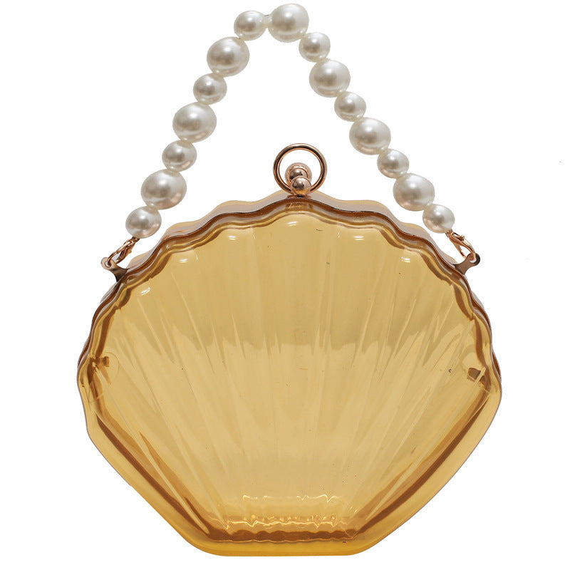 Beaded Clip Shell Pearl Chain Acrylic Shoulder Bags