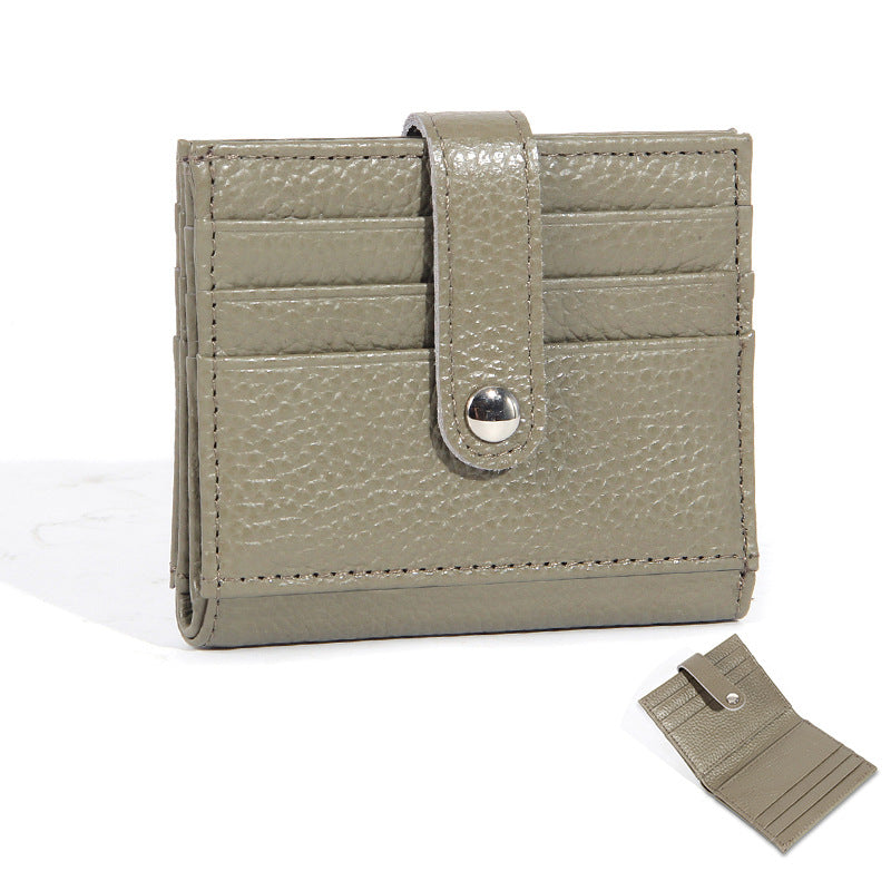 Women's First Layer Cowhide Korean Simple Short Two Ladies Wallet