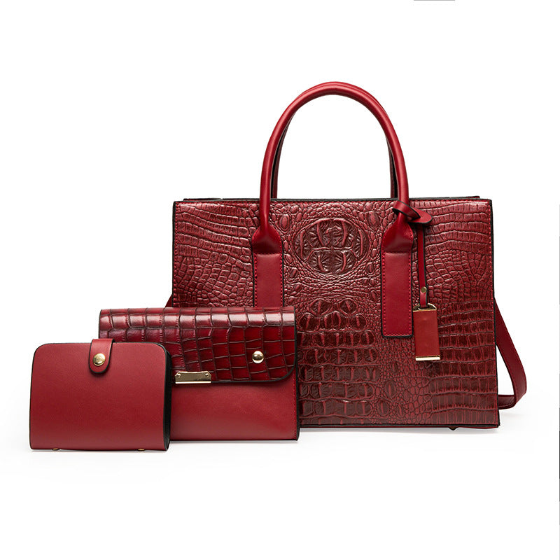 Women's Retro Crocodile Pattern Portable Large Capacity Shoulder Bags