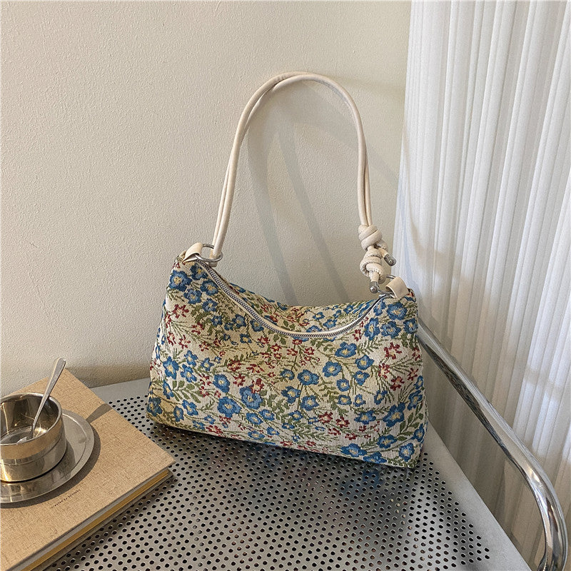 Underarm Autumn Ethnic Style Flower Fashion Women's Shoulder Bag