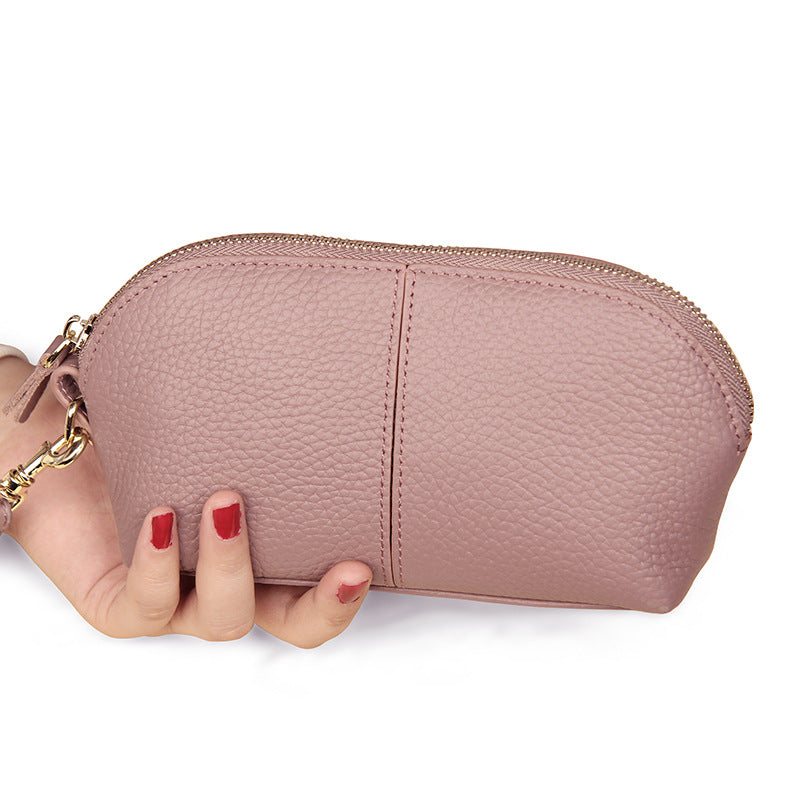 Women's Cowhide Long Fashion Large Capacity Genuine Leather Shell Clutch High Bags