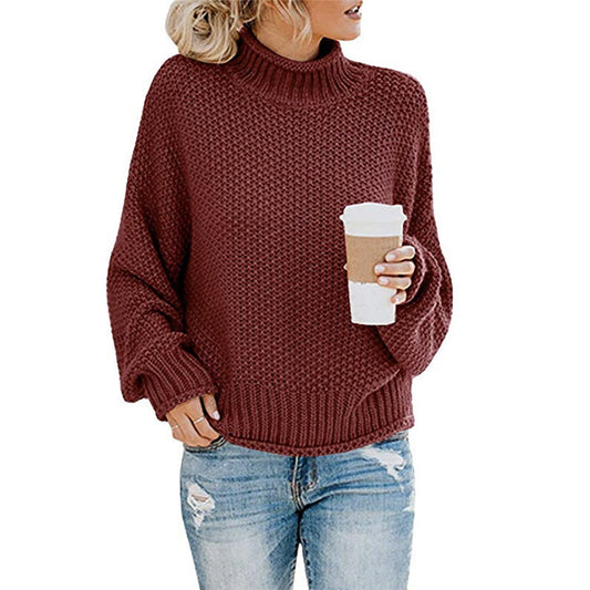 Women's Glamorous Thick Thread Pullover Turtleneck Sweaters