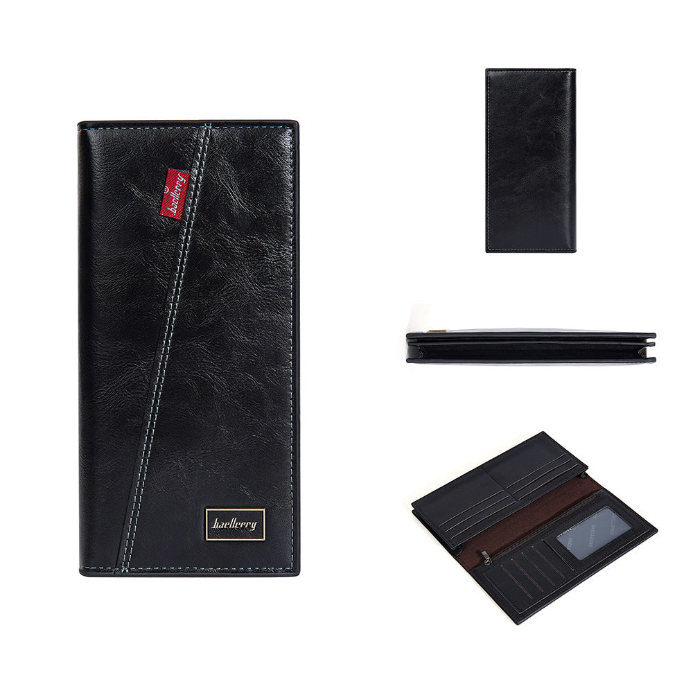 Men's Long Retro Multiple Slots Open Thin Men's Wallet