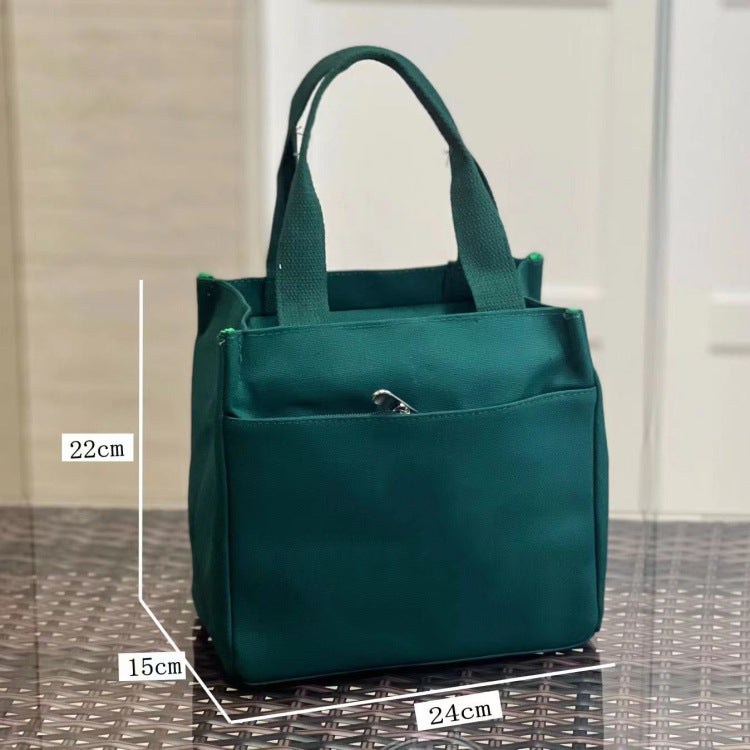 Women's Korean Style Widen Thicken Canvas Lunch Box Women's Handbag