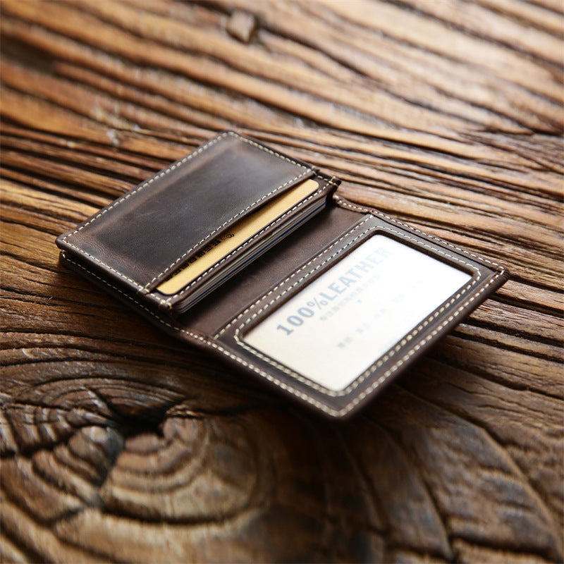 Men's Horse First Layer Cowhide Bank Short Genuine Card Holder