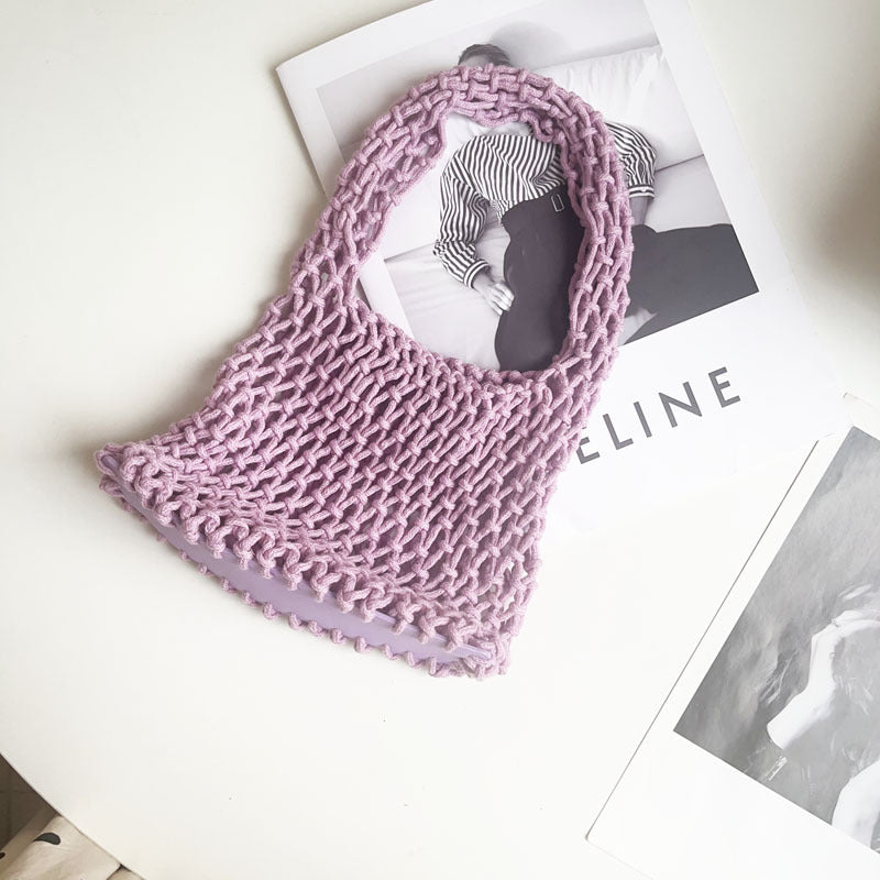 Handmade Woven Cotton String Hollow Style Fresh Bags