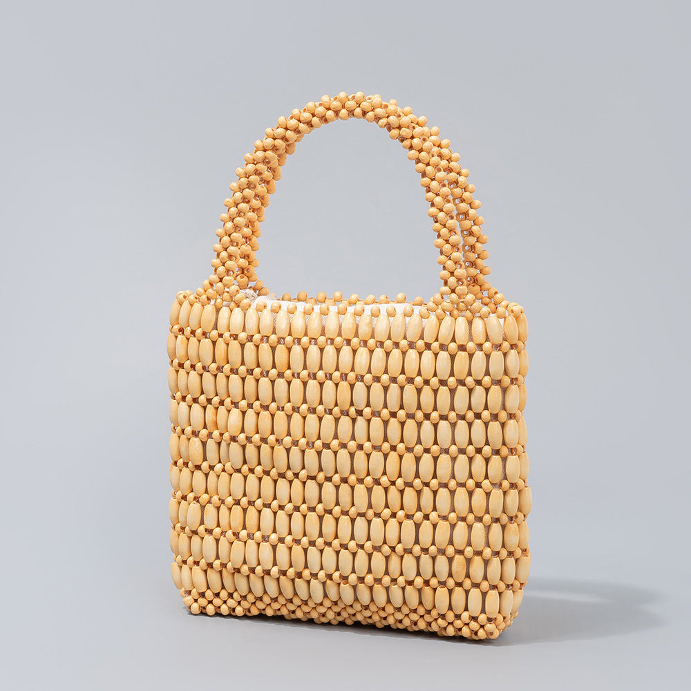 Women's Bead Woven Summer Niche Design Portable Handbags