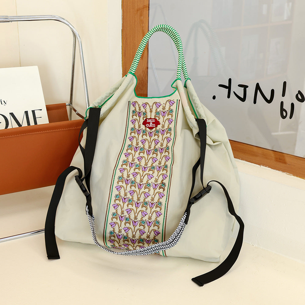 Thousand Needle Environmental Protection Waterproof Nylon Embroidery Fashion Large Capacity Women's Handbag