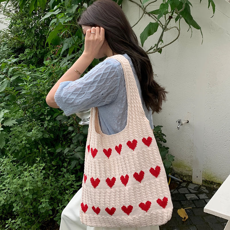Women's Woven Love High-grade Exquisite Wool Portable Women's Shoulder Bag