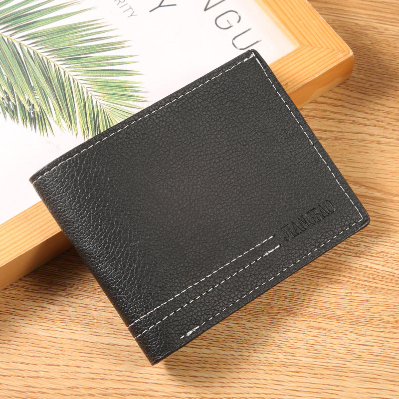 Men's Fashion Lychee Pattern Soft Leather Multiple Men's Wallets