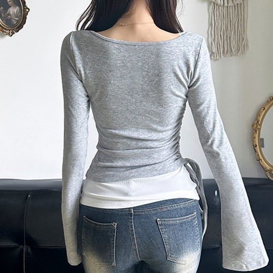 Women's Sleeve T-shirt Slim Fit Pullover Bottoming Blouses