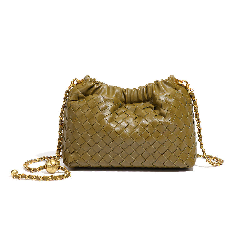Women's Pleated Cloud Fashion Golden Ball Hand-woven Bags