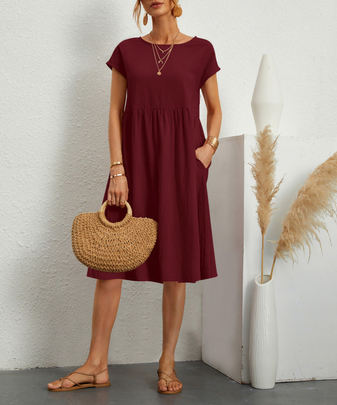 Women's Summer Elegant Dress Cotton Linen A- Dresses