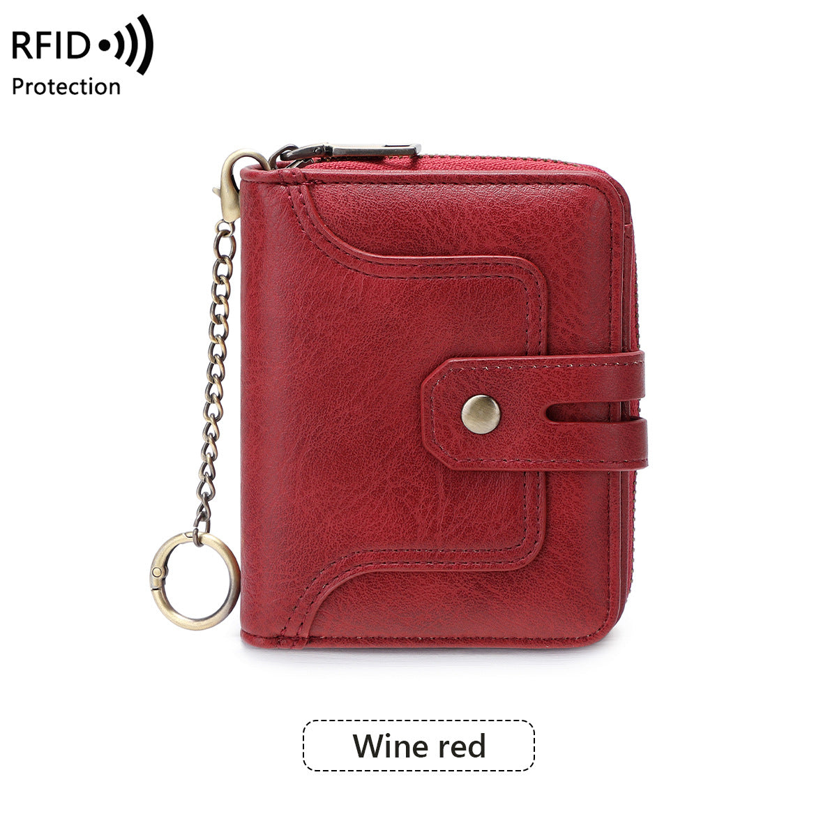 Women's Swiping Chain Printing Color Contrast Short Ladies Wallet