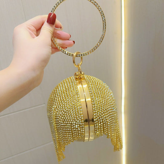 Women's Clutch Rhinestone Tassel Banquet Party Dinner Evening Bags