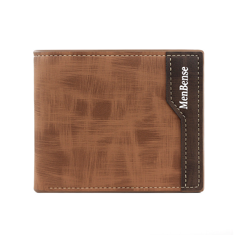 Men's Short Color Block Matte Multiple Slots Men's Wallet
