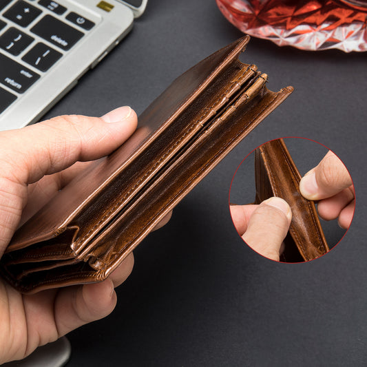 Men's Cowhide Genuine Leather Short Top Layer Men's Wallets