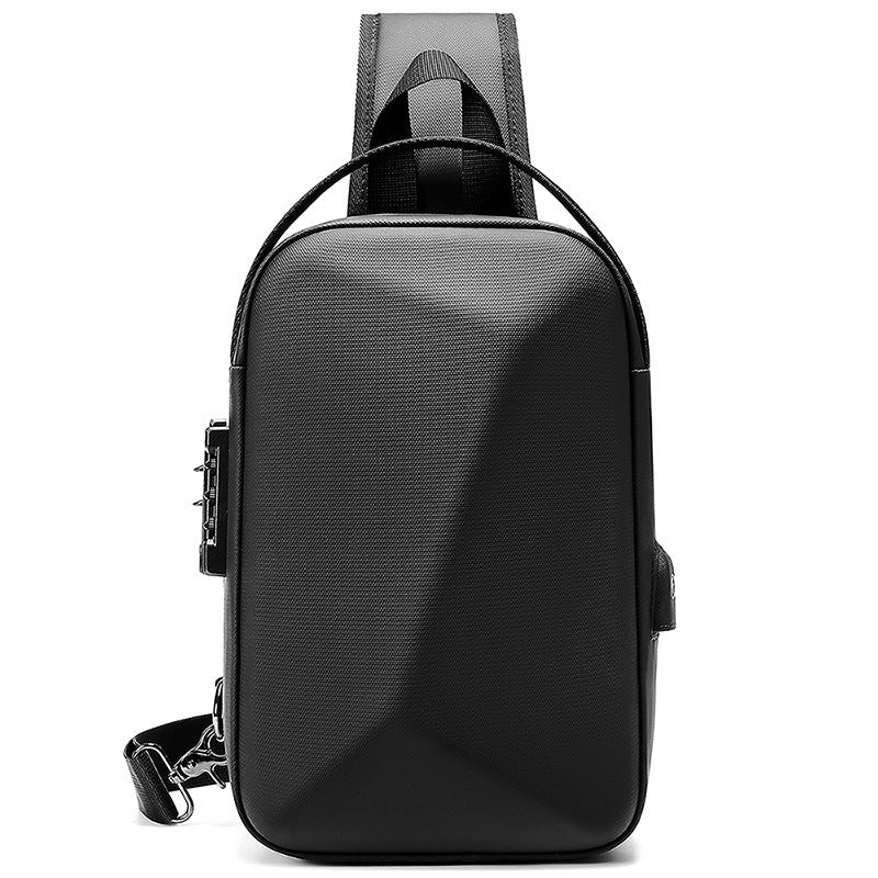 Men's Lightweight Trendy Street Polyhedron Rechargeable Fitness Men's Chest Bags