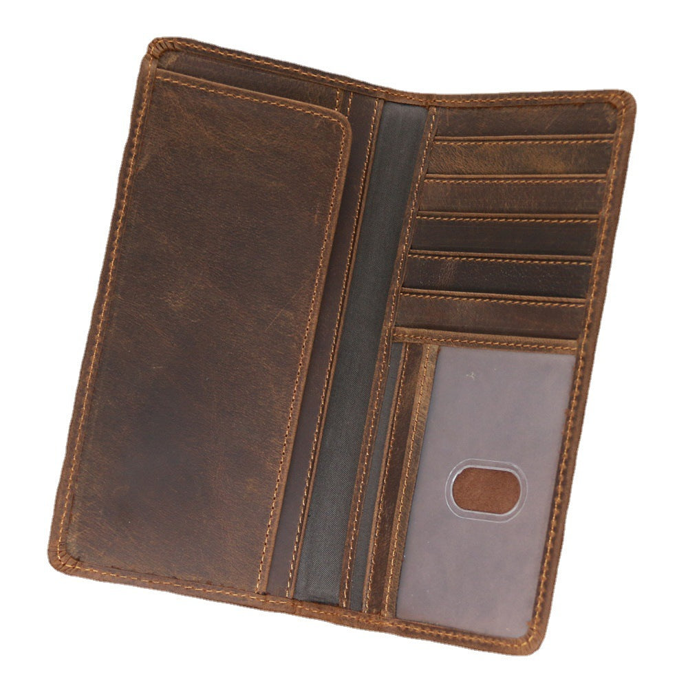 Men's Horse Leather Long First Layer Cowhide Men's Wallets