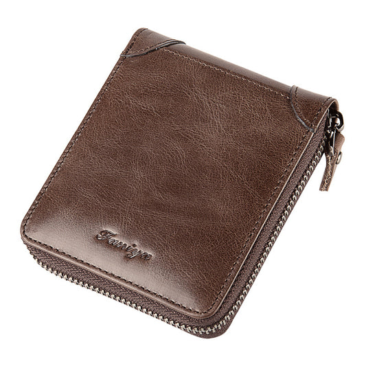 Men's Fanya Short Leather Zipper Driving License Men's Wallets
