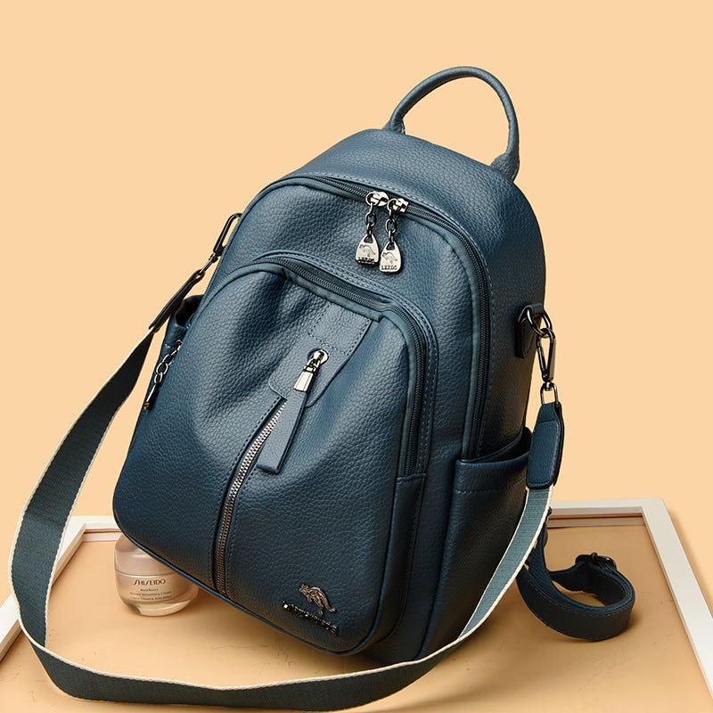 Women's Kangaroo Soft Leather Fashion Mom Large Backpacks