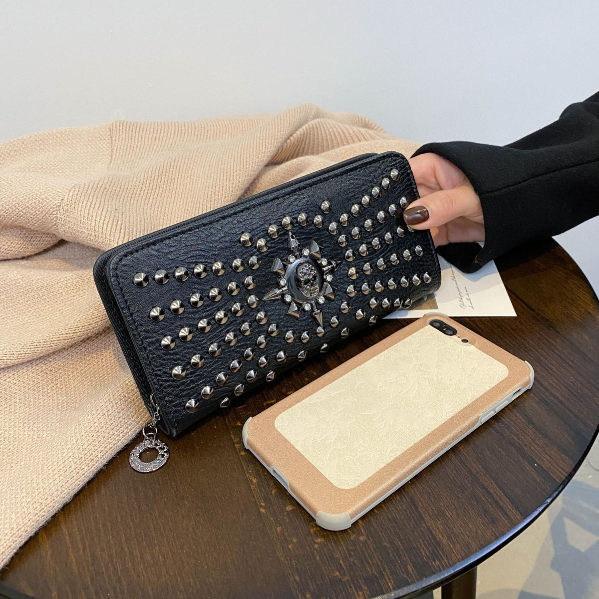 Women's Punk Fashion Skull Long Clutch Trendy Purses