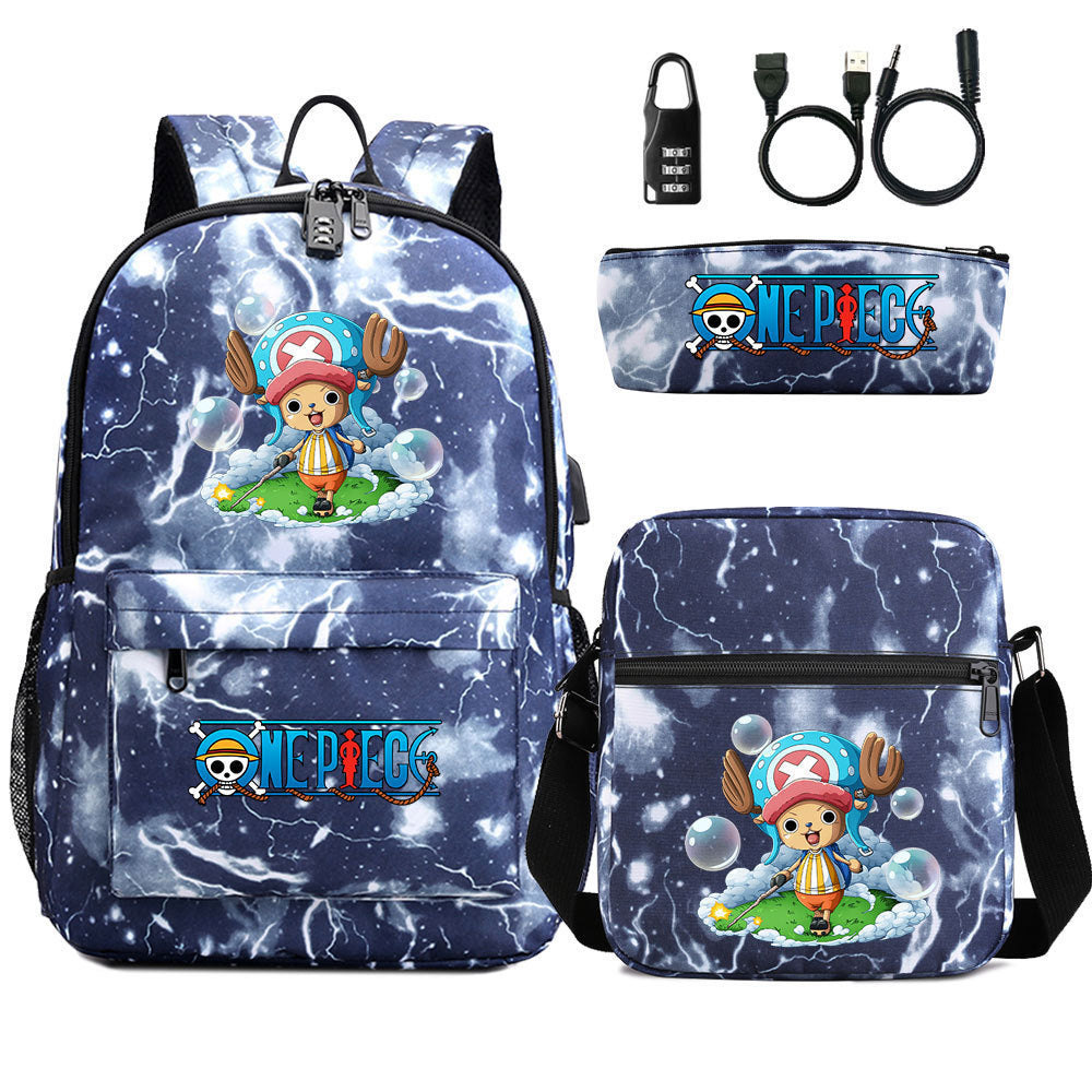 Women's & Men's & Cartoon One Piece Password Pencil Middle School Students' Schoolbags