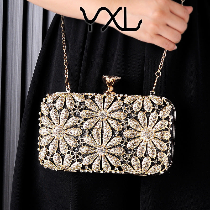Women's Flower Rhinestone Dress Garment Hand-held Wedding Evening Bags