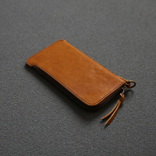 Men's Long Genuine Leather First Layer Zipper Men's Wallets
