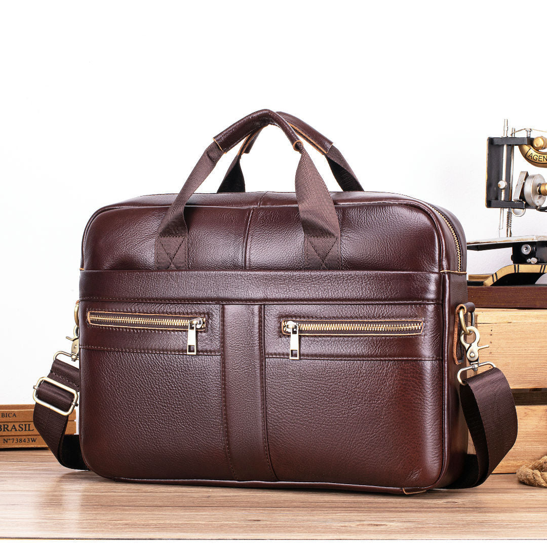 Men's First Layer Cowhide Business Portable Notebook Laptop Bags