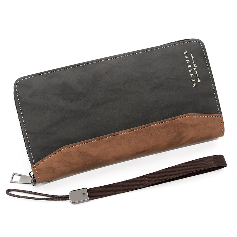 Men's Stitching Long Zipper Boutique Large Capacity Multi Men's Wallet