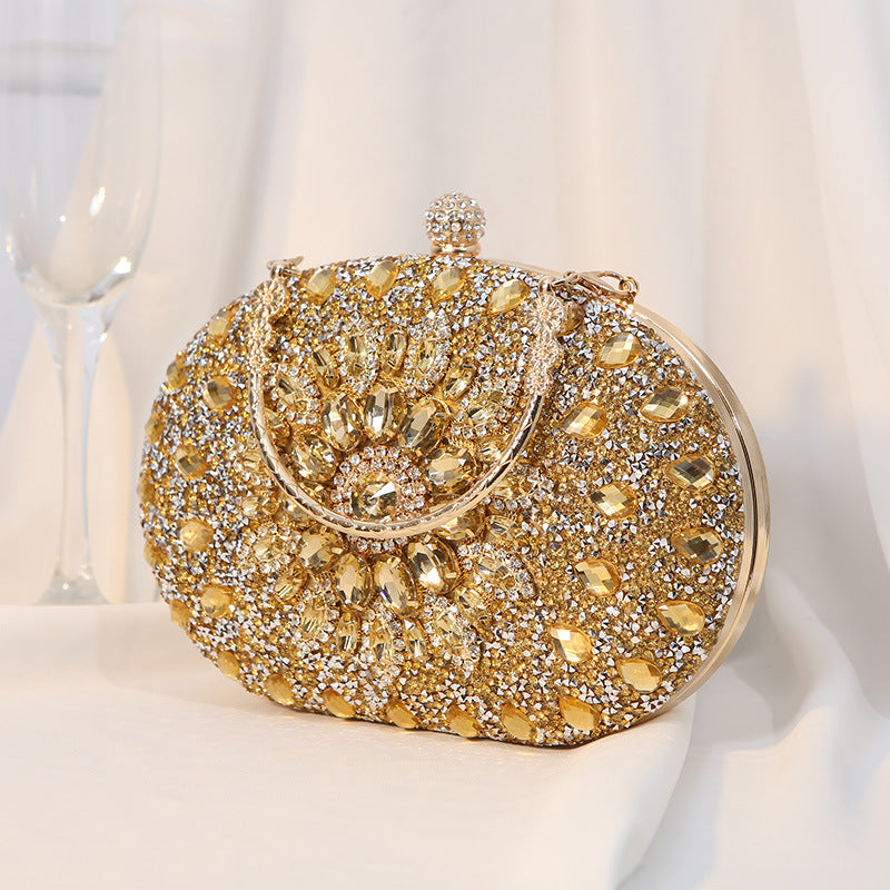 Women's Clutch Alloy Diamond Flower Dress Banquet Evening Bags