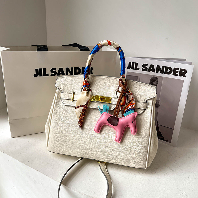 Women's Fashionable Lychee Pattern Portable Texture Large Shoulder Bags