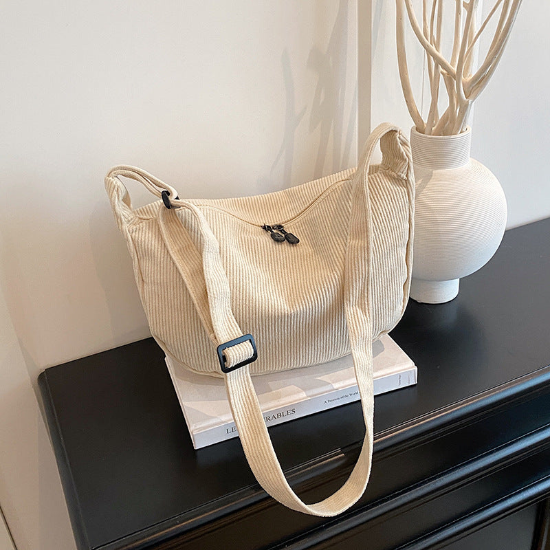 Trendy Female Corduroy Class Large Capacity Shoulder Bags