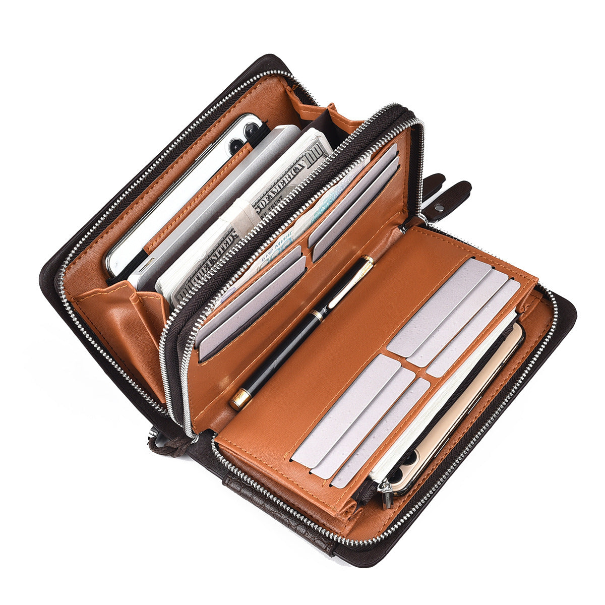 Men's Leather Clutch Large Capacity Multiple Slots Men's Wallets