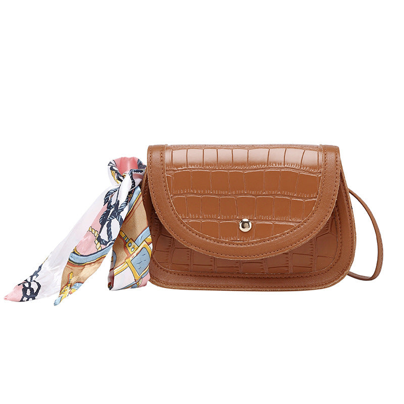 Women's Silk Scarf Fashion Crocodile Pattern Stone Women's Shoulder Bag