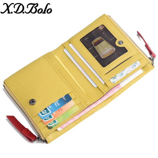 Women's Fashion Short Zip Cowhide Korean Style Ladies Wallets