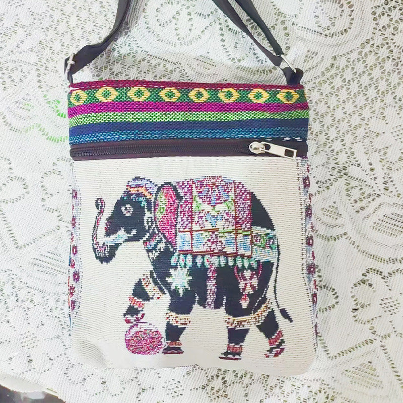 Women's Elephant Owl Shopping Canvas Trendy Women's Messenger Bag