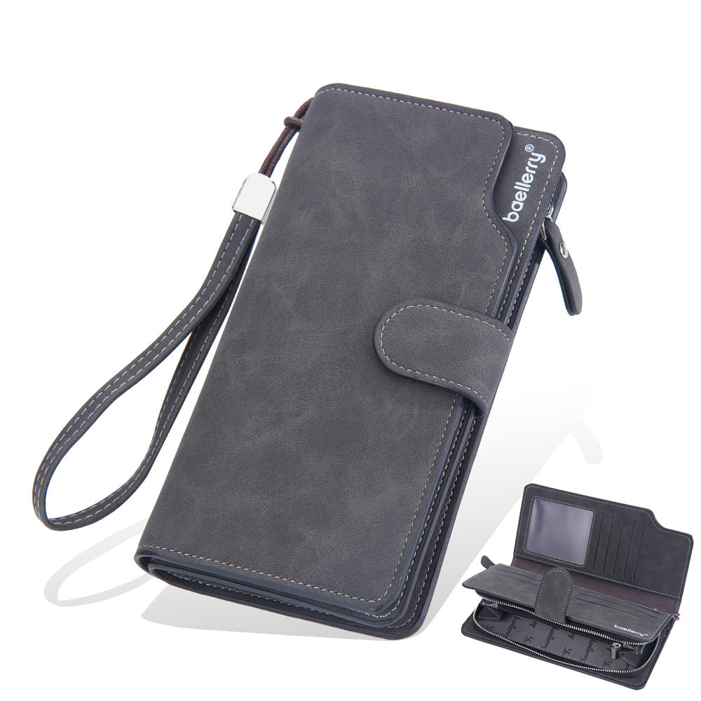 Men's Long Zipper Clutch Retro Dull Polish Bags